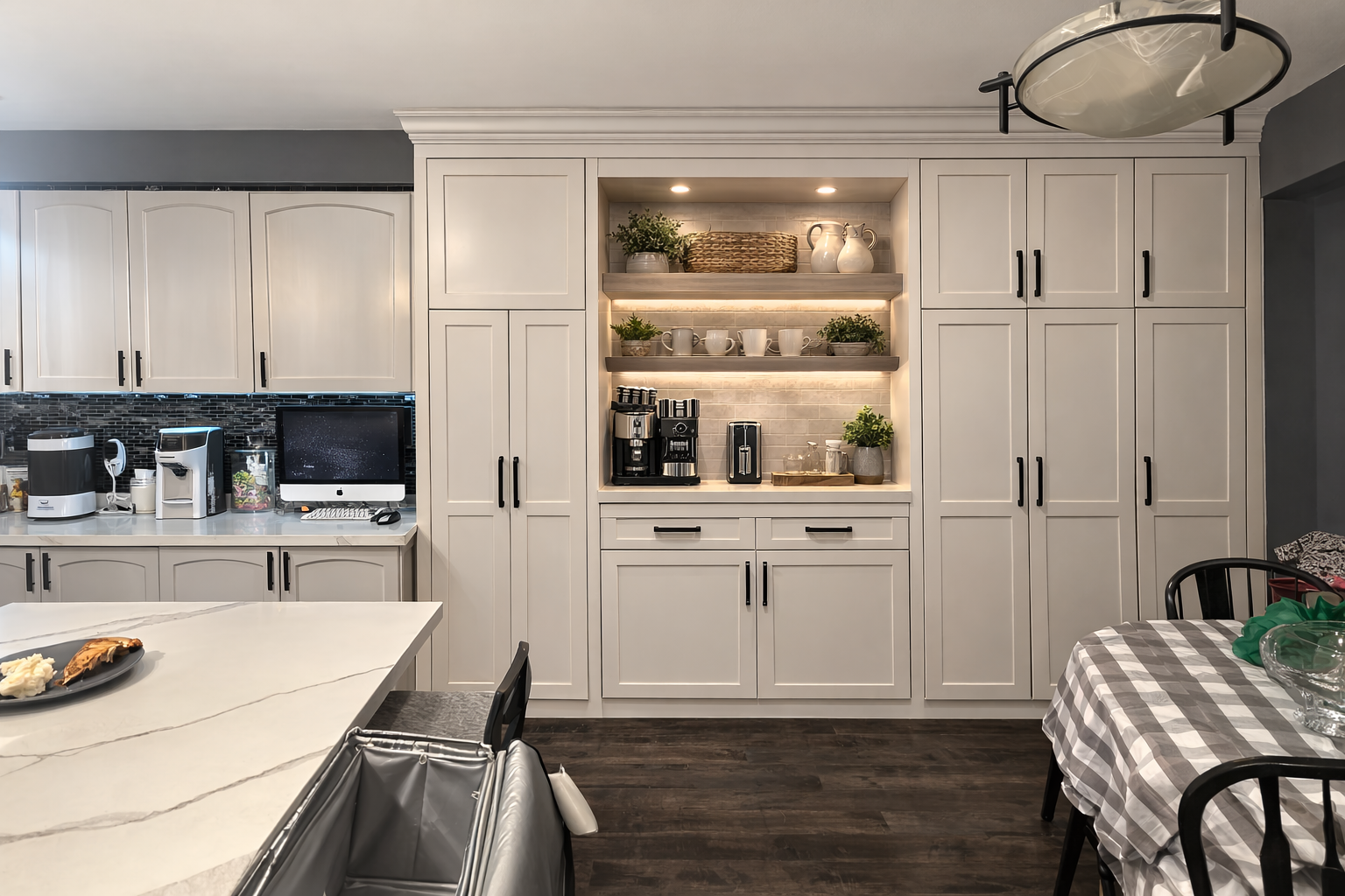 Completed custom kitchen pantry and coffee bar